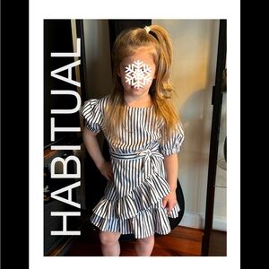 NWOT HABITUAL NAVY WHITE STRIPPED DRESS SIZE TODDLER 4/5